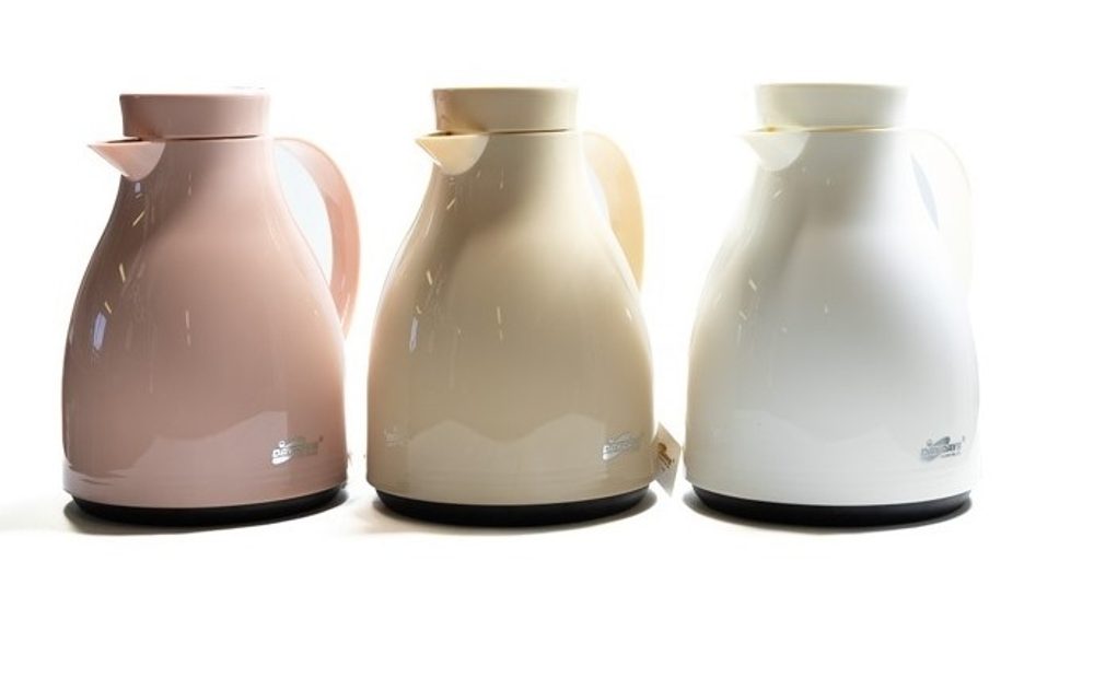 Levně termokonvice 1,0l PASTELOVÁ bílá, béžová, růžová, plast/sklo
