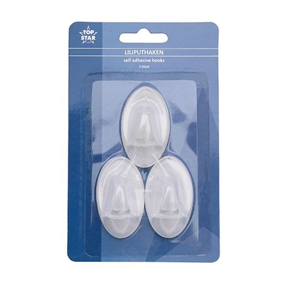 Levně háček- 3ks-TRANSPARENT, 5cm, samolep., plast