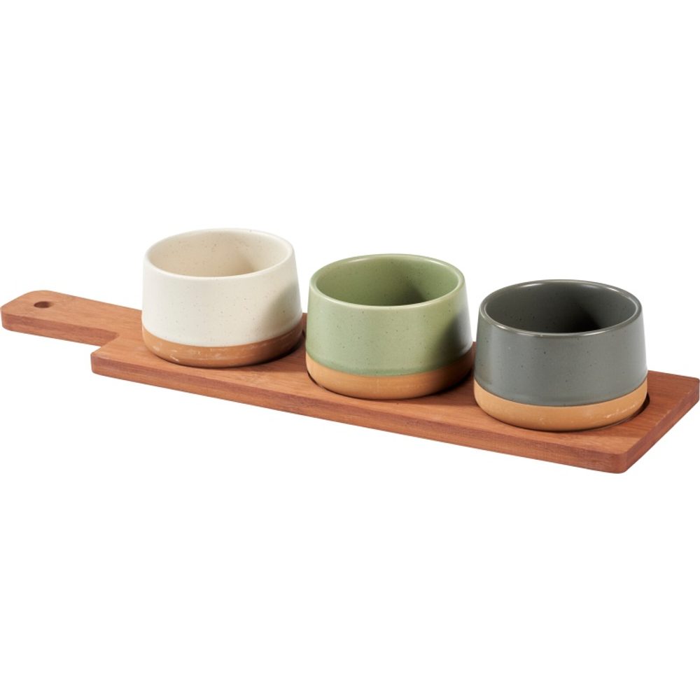 Levně EXCELLENT HOUSEWARE Sada misek na pochutiny servírovací s prkénkem 3 ks KO-210001110