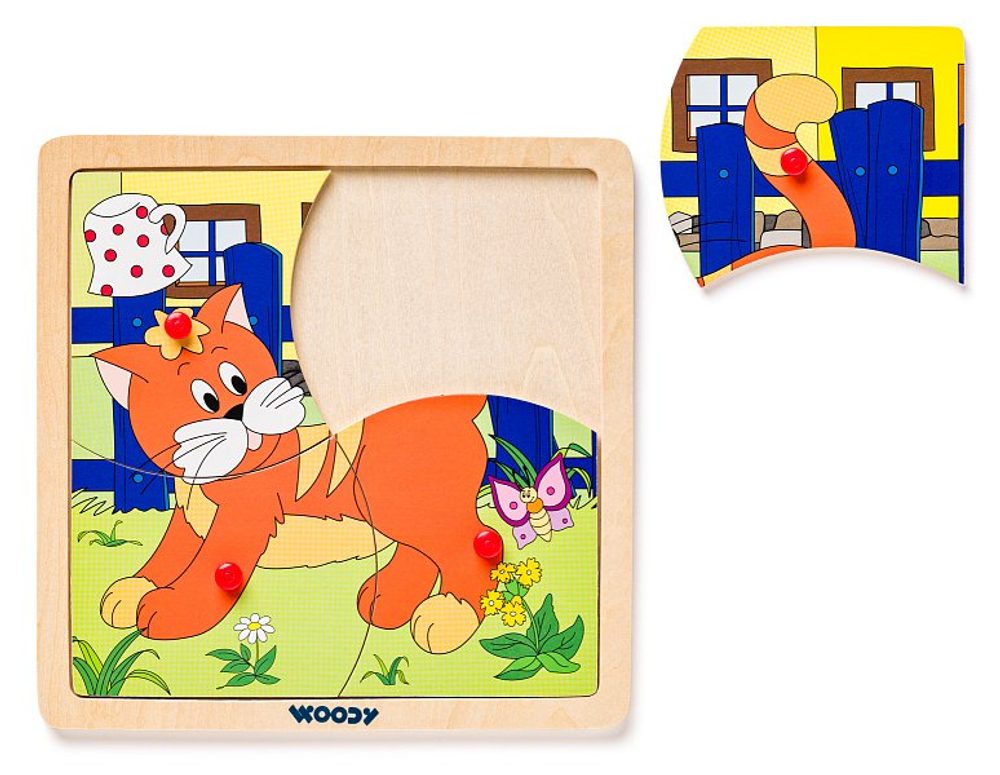 Levně WOODY Displ.12ks - Puzzle ze 4 dílů "Mašinka", 4 motivy