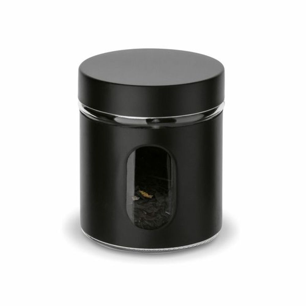 Levně dóza 0,65l SKLO ČERNÁ, d10x12cm, průhled *PO 15.6.