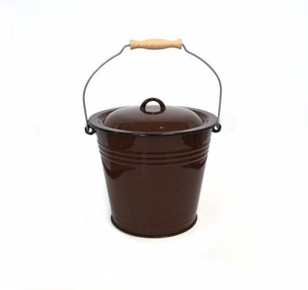 Levně vědro d28cm 10l smalt s poklicí, hnědé bez dekoru