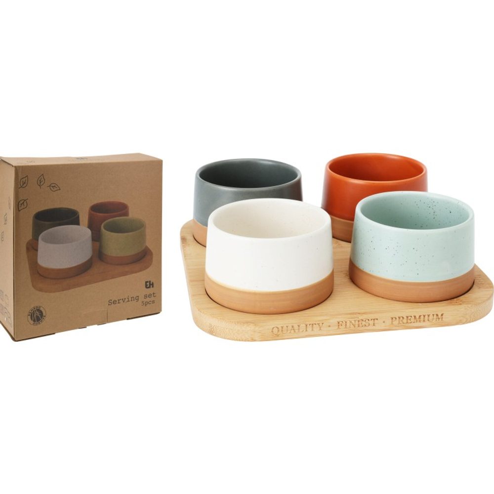 EXCELLENT HOUSEWARE Sada misek na pochutiny servírovací s prkénkem 5 ks KO-210000980