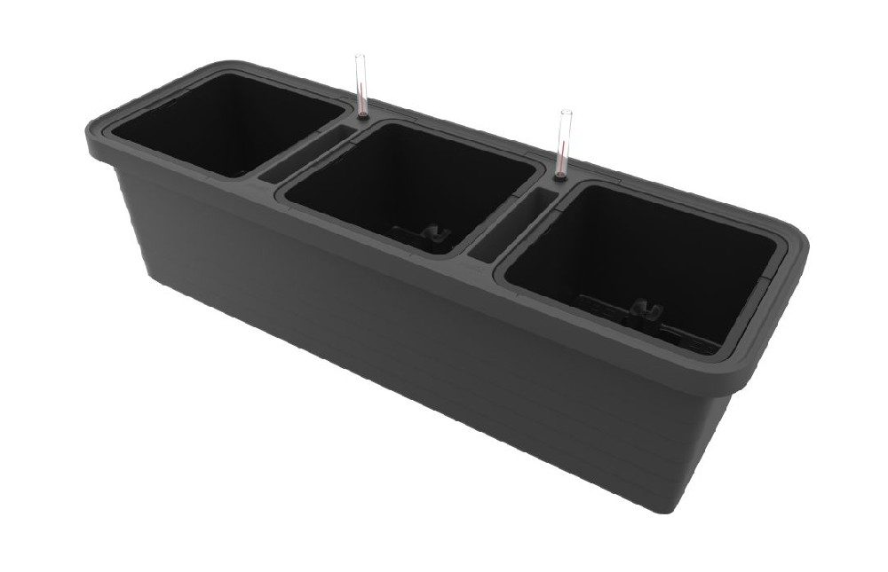 Levně truhlík TRIO antracit 117x39x35cm BERBERIS samoz.