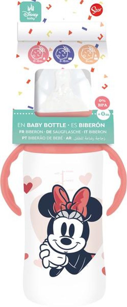 Levně STOR LÁHEV KOJENEC.MINNIE S ÚCHYTY 360ML,ANTIKOLIK.SYS.
