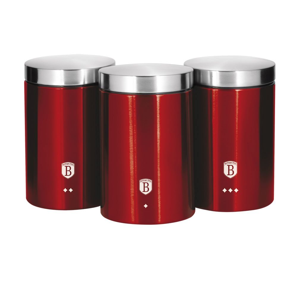 Levně BERLINGERHAUS Dóza na potraviny sada 3 ks Burgundy Metallic Line BH-1343