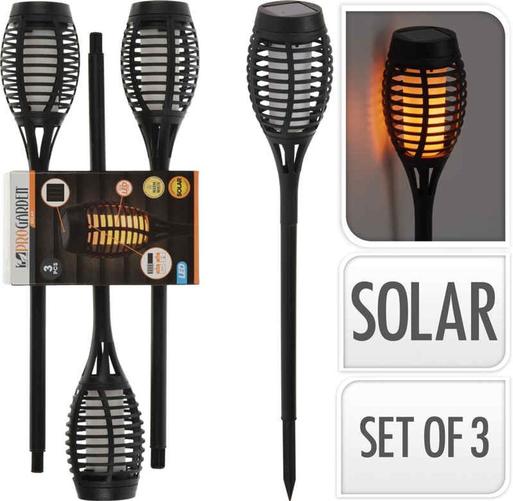 Levně PROGARDEN Zahradní světlo solární 10x58 cm sada 3 ks KO-CX2100056