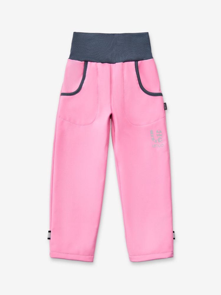 Levně Dětské softshellové kalhoty s fleecem Basic, Růžová - 104/110