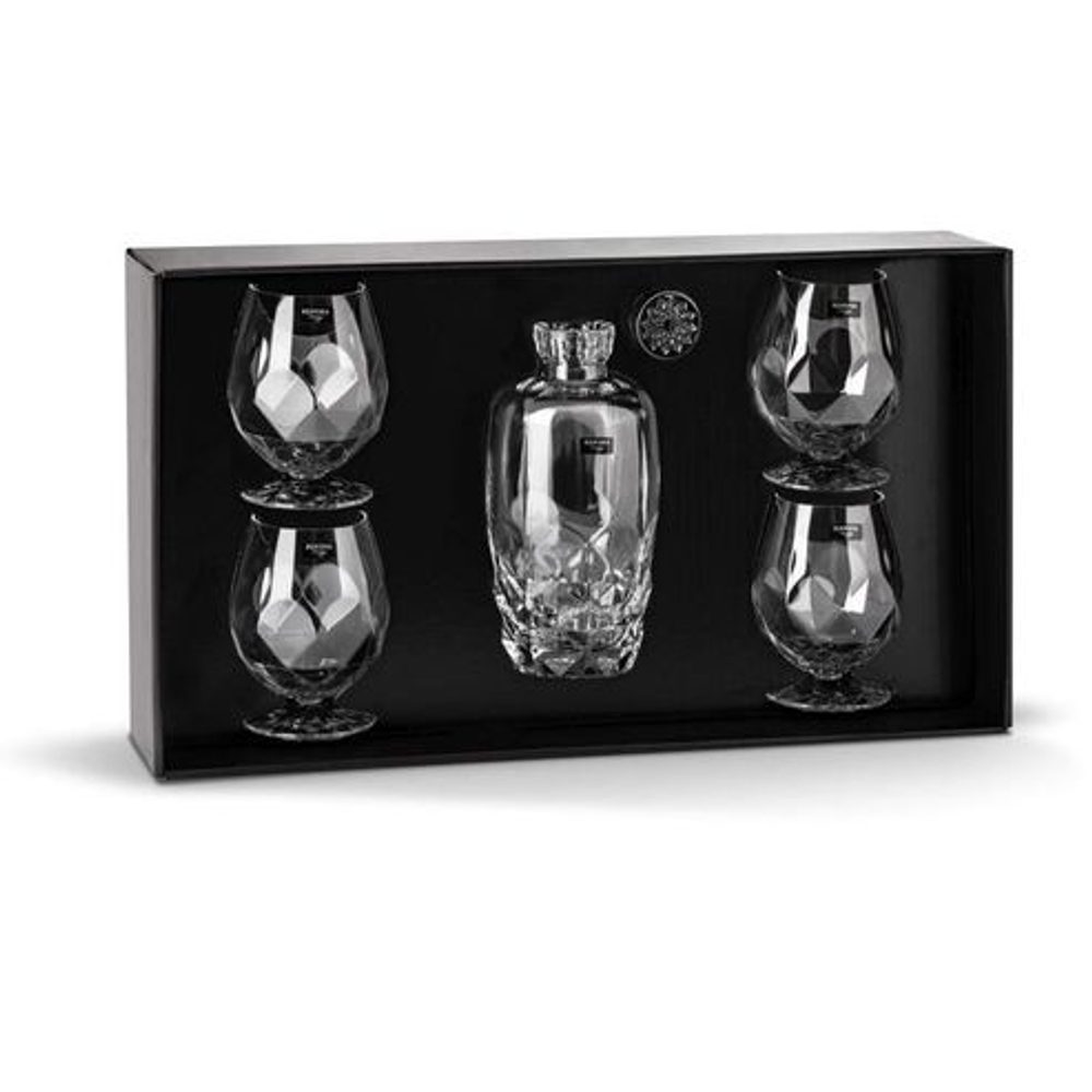 Levně karafa 1,0l+sklen. 530ml, 4ks,DESIRE, BOHEMIA PR., koňak, DB