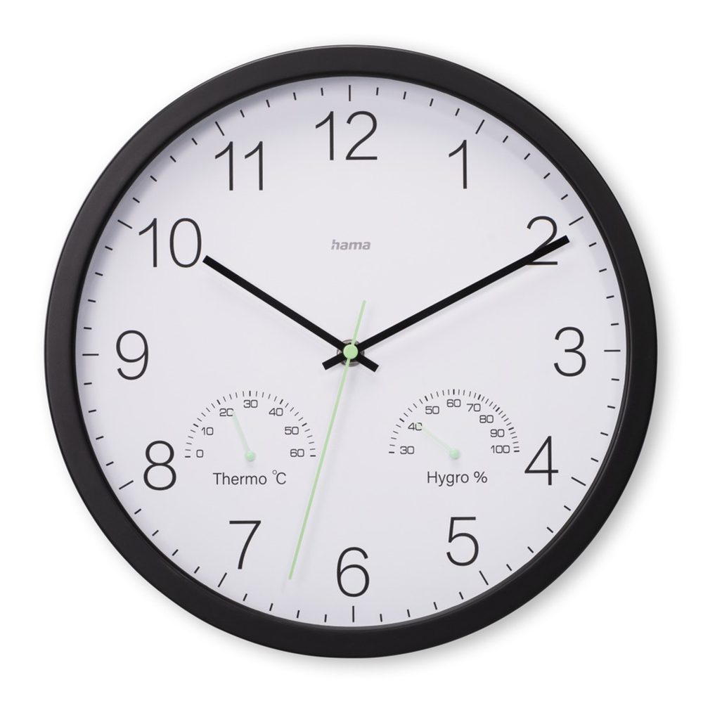 Levně Hama Fiji, nástěnné hodiny řízené rádiovým signálem, průměr 30 cm, tichý chod, kartáčovaný hliník