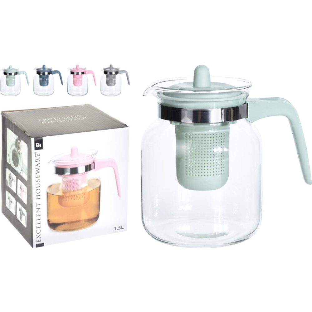 Levně EXCELLENT HOUSEWARE Konvice na čaj 1,5 l růžová KO-C80652140ruzo