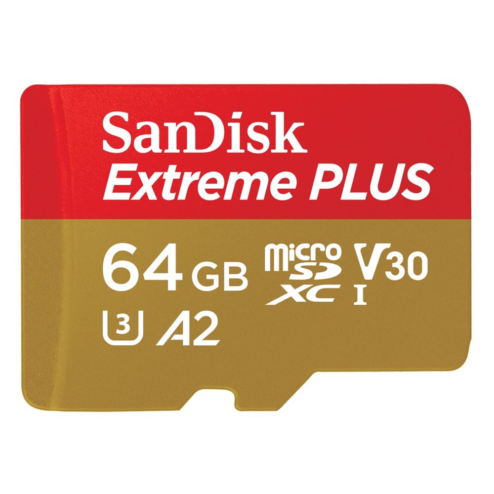 Levně SanDisk Extreme PLUS microSDXC 64GB + SD Adapter 200MB/s and 90MB/s A2 C10 V30 UHS-I U8