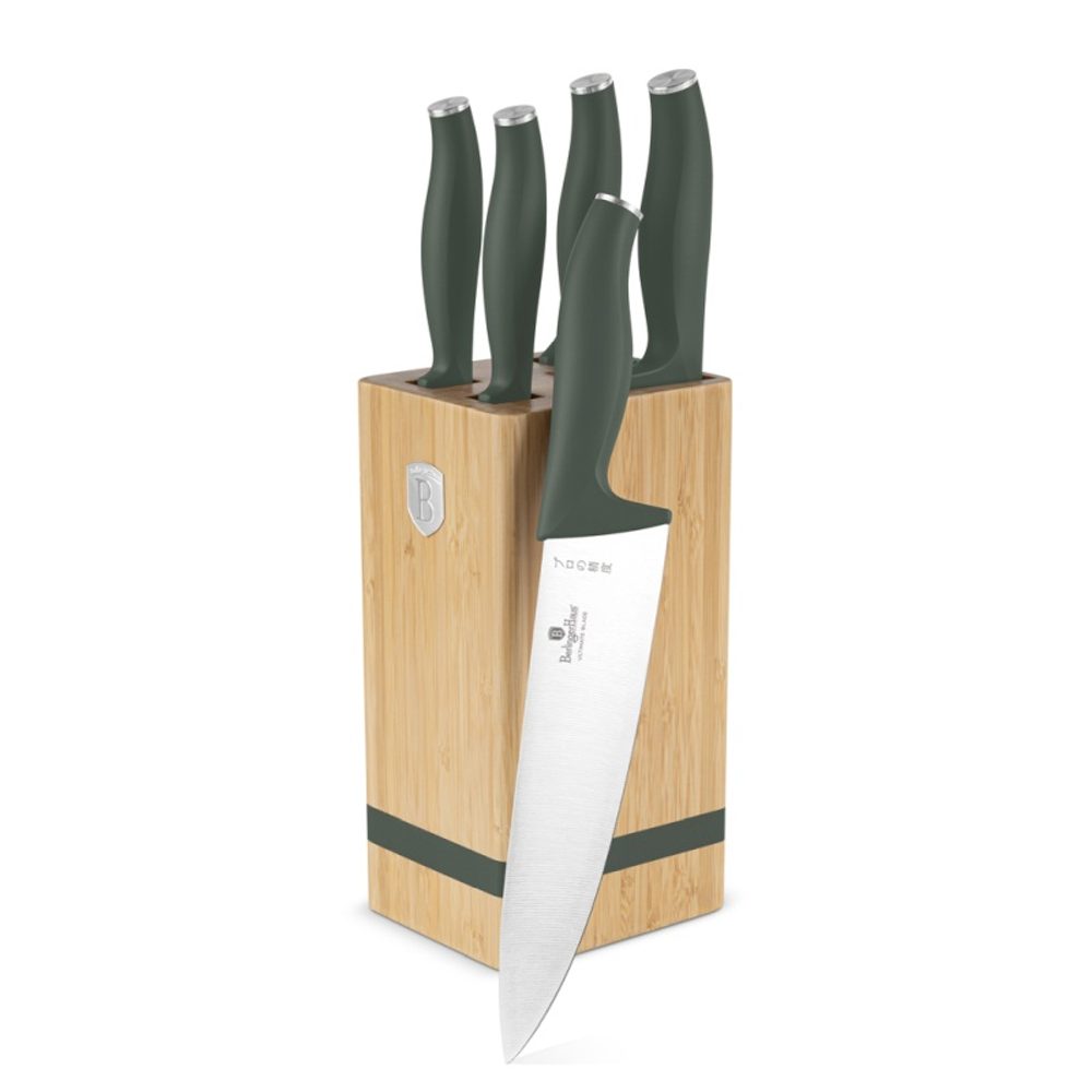 Levně BERLINGERHAUS Sada nožů se stojanem BAMBOO 6 ks Matte Green Collection BH-2751