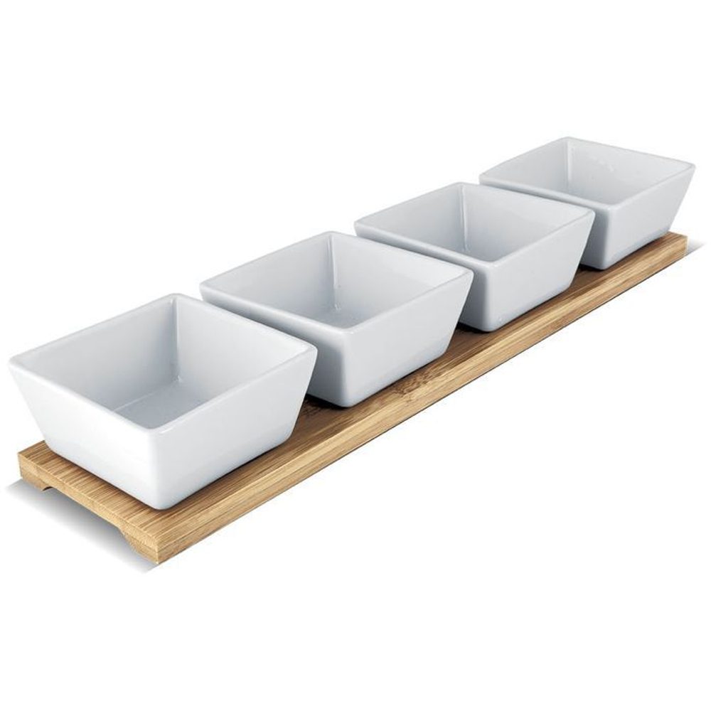 Levně miska, 4ks-sada servír. LT9020 porcel., 38x9cm bambus