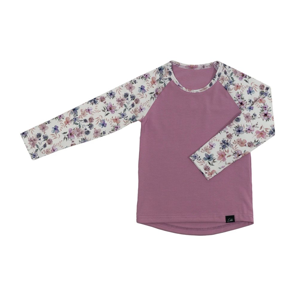 Levně ESITO Dívčí triko s dlouhým rukávem Violet flowers - fialová / 98 - 110 fialová