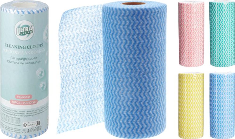 Levně utěrka-role houbová 20x40cm, 40ks ubrousků, polyester