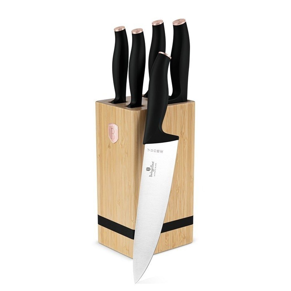 Levně BERLINGERHAUS Sada nožů se stojanem BAMBOO 6 ks Black Rose Collection BH-2970