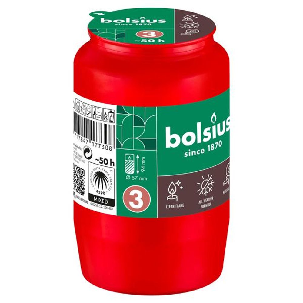 Levně Bolsius NÁPLŇ DO HŘBITOVNÍ SVÍČKY ČERV.2,5DNE HOŘENÍ 9,6CM