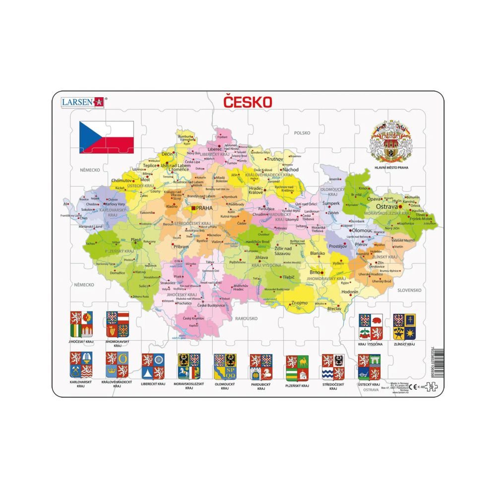 Levně ČESKÁ REPUBLIKA KRAJE 70 d. EDU Puzzle