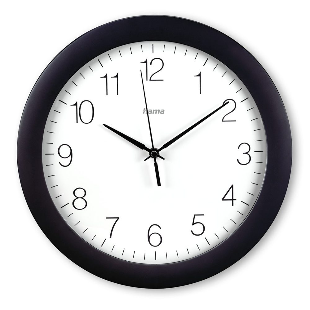 Levně Hama Tenerife, nástěnné hodiny, řízené rádiovým signálem, průměr 35 cm, černé
