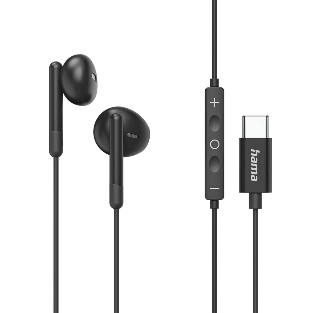 Levně Hama USB-C sluchátka s mikrofonem Classy, pecky, černá