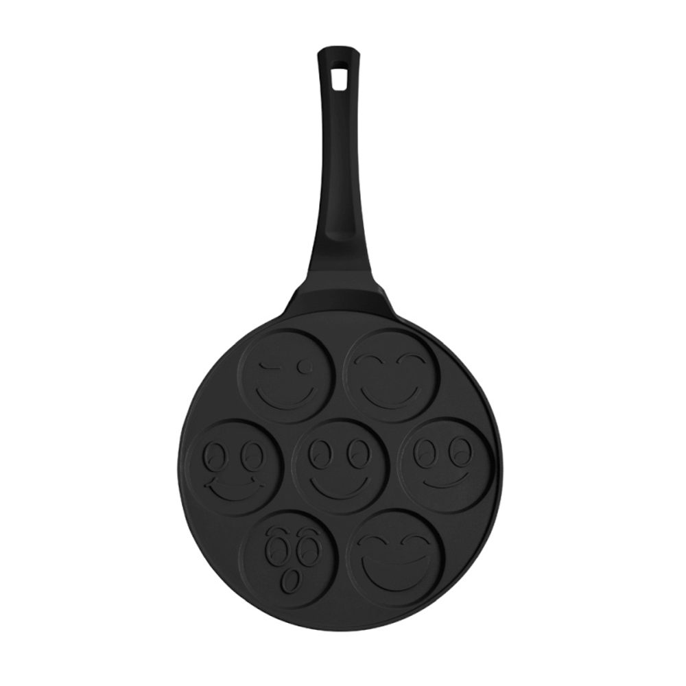 Levně BERLINGERHAUS Lívanečník s titanovým povrchem Smajlíci 26 cm Matte Black Collection BH-7791