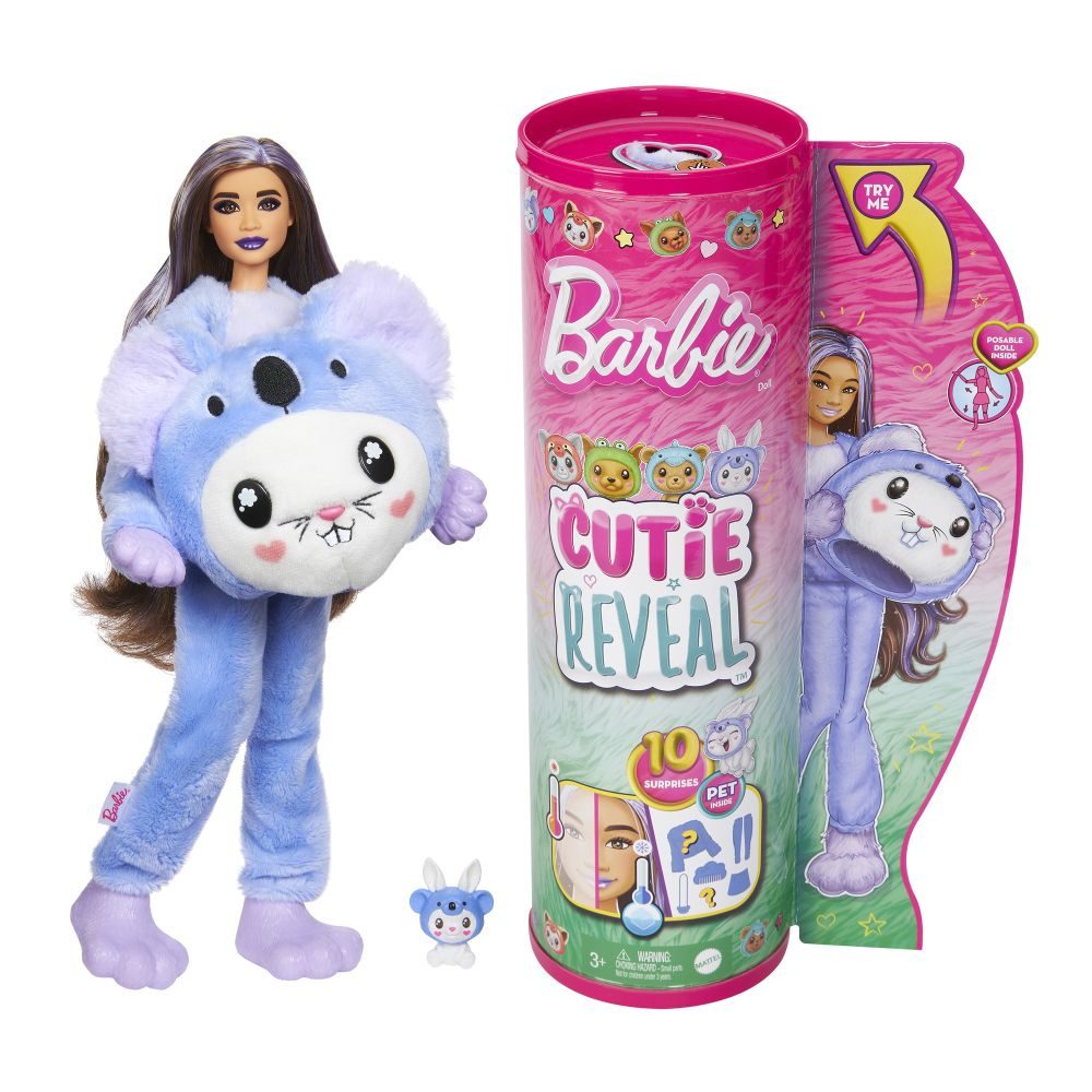 Levně BRB CUTIE REVEAL BARBIE V KOSTÝMU - ZAJÍČEK VE FIALOVÉM KOSTÝMU KOALY
