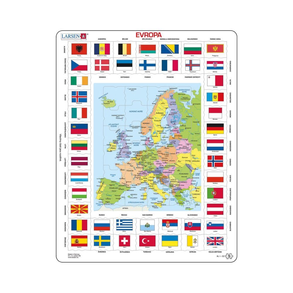 Levně EVROPA MAPA / VLAJKY 70 d. EDU Puzzle