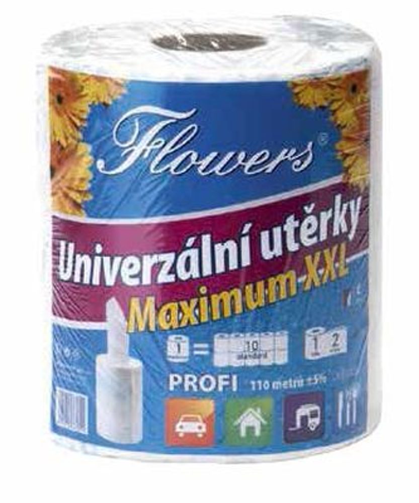 Levně utěrky kuch.2vr.,110m, Flowers MAXIMUM XXL PROFI