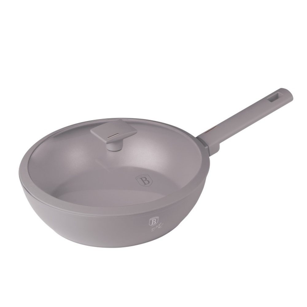 Levně BERLINGERHAUS Pánev WOK s titanovým povrchem a poklicí 28 cm Taupe Collection BH-8094