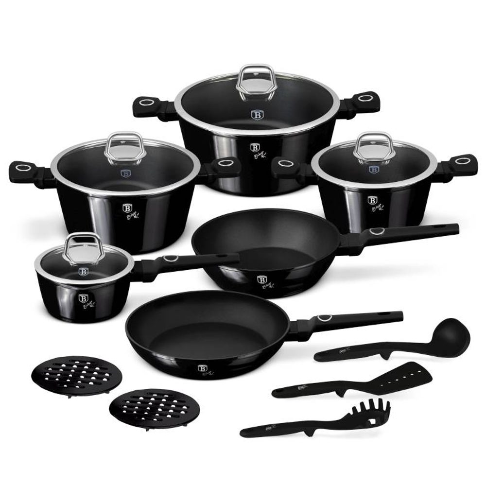 Levně BERLINGERHAUS Sada nádobí s titanovým povrchem 15 ks Black Vantage Collection BH-8232