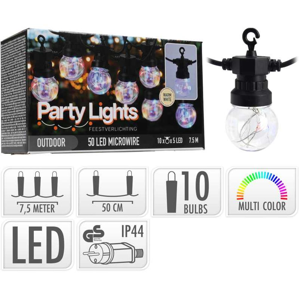 Levně PROGARDEN Světelný řetěz LED PARTY 10 žárovek 7,5m barevná KO-LE2100100