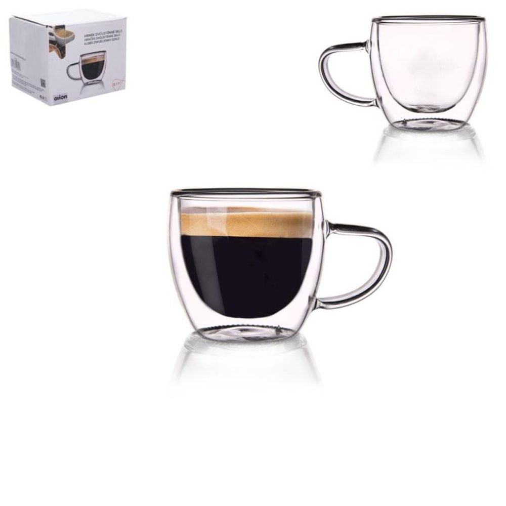 Levně šálek 110ml, 1ks, 2stěnný, d6, v.6,5cm, sklo