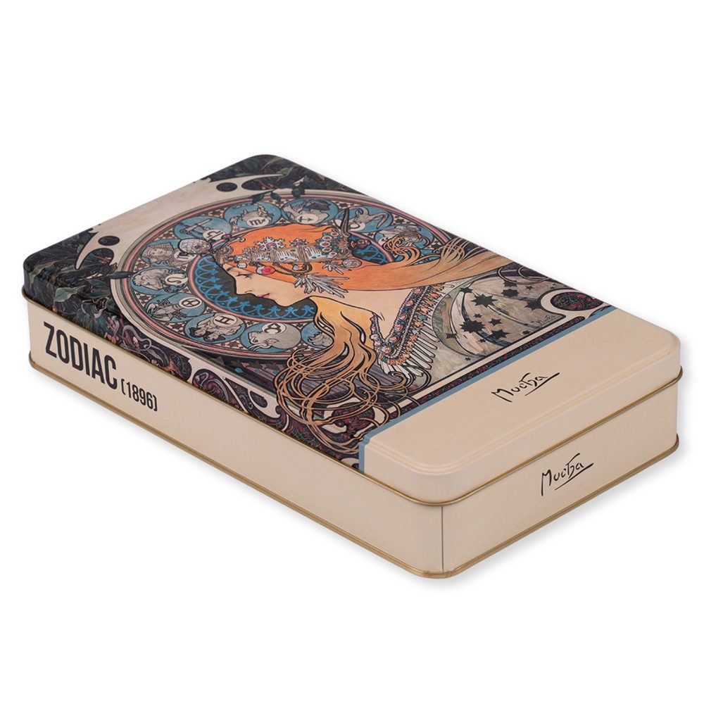 Levně Plechová dóza Alfons Mucha - Zodiak, 24 × 14 × 4 cm