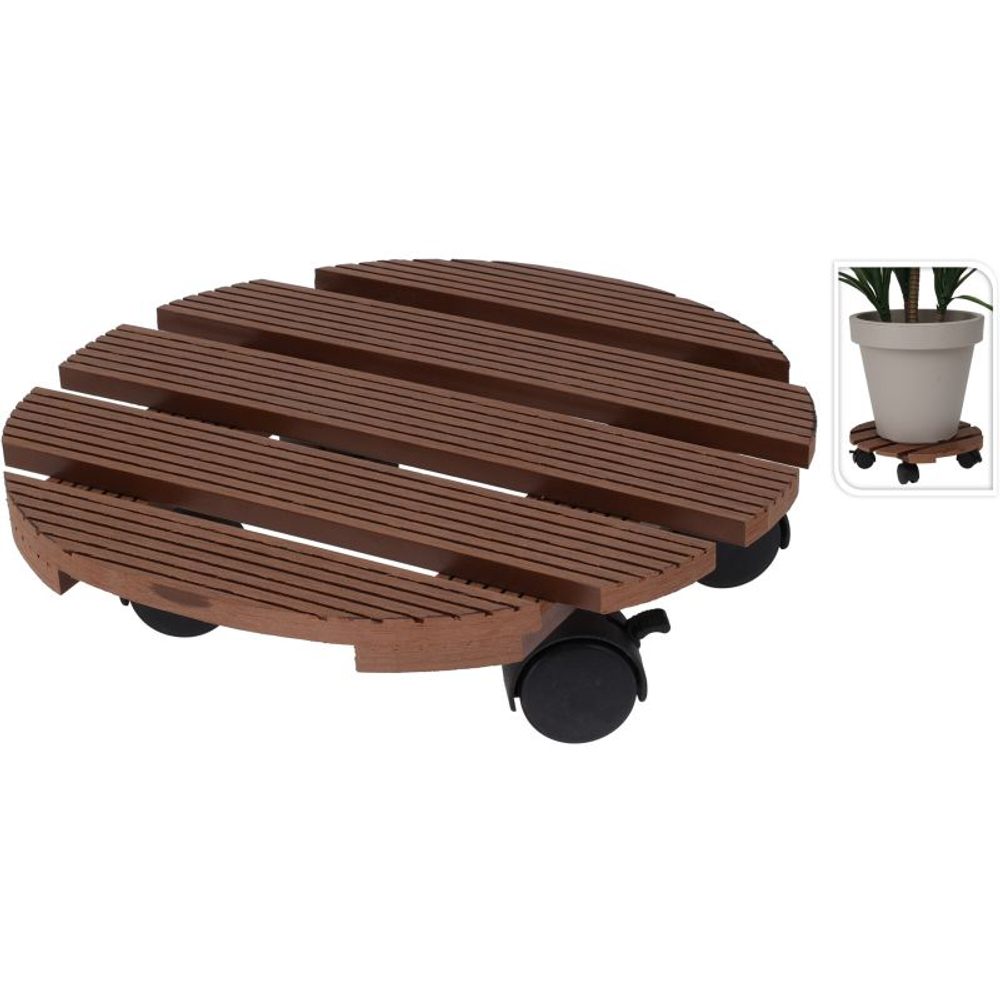 Levně PROGARDEN Podstavec pod květináč s kolečky 29cm hnědý KO-X64000050