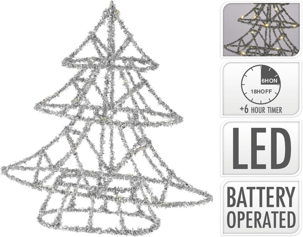 Levně STROMEČEK 30cm, 20LED, stříbrný řetěz, dek.