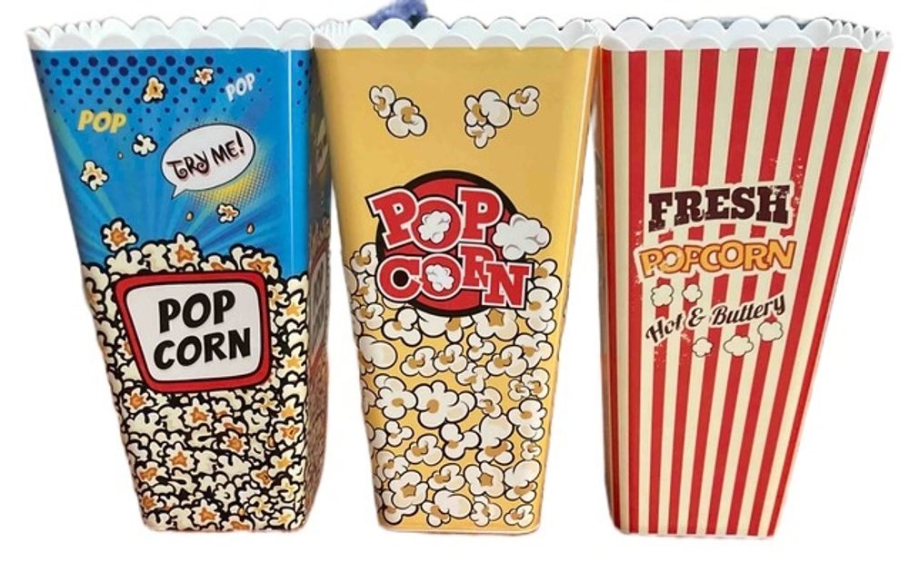 Levně box 1,30l POPCORN, 3DEKORY-MIX, červený, žlutý, modrý, plast
