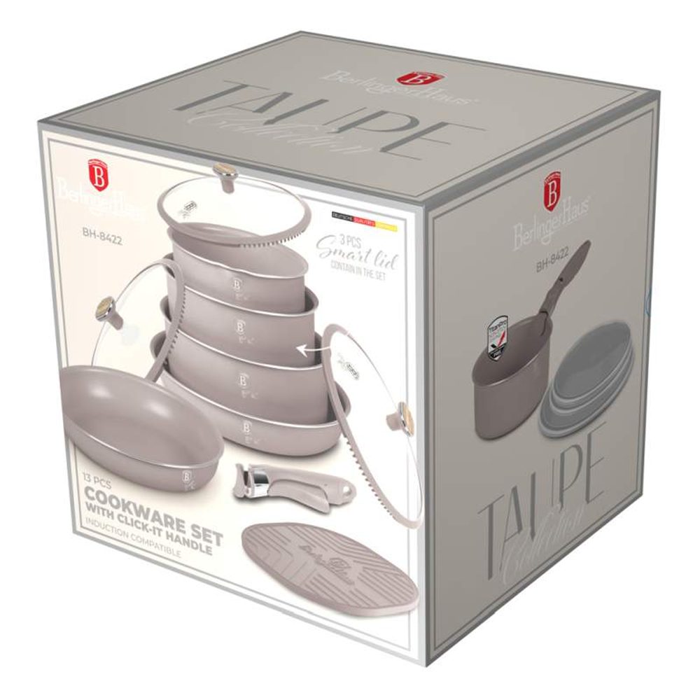 Levně BERLINGERHAUS Sada nádobí s titanovým povrchem 13 kusů Taupe Nordic Collection BH-8422