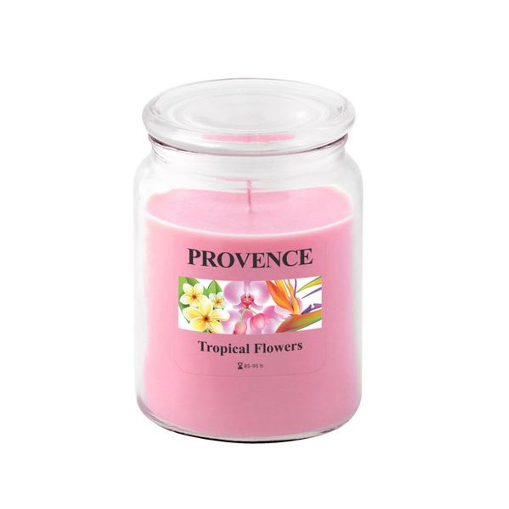 Levně Provence SVÍČKA VE SKLE S VÍČKEM 510G, TROPICKÉ KVĚTY