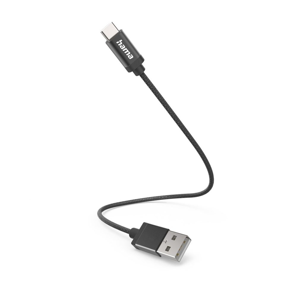 Levně Hama kabel USB-C 2.0 typ A-C 0,2 m, opletený, černý