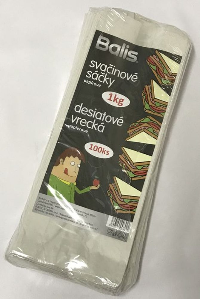 Levně sáčky 11x5x29cm-100ks-svačina-papír