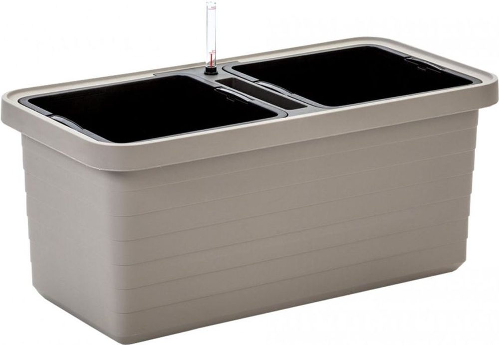 Levně truhlík DUO taupe 78x39x35cm BERBERIS samozavl. II.jakost