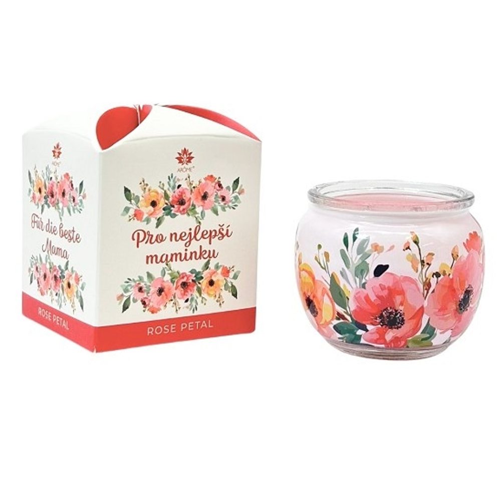 Levně svíčka vonná 90g, PRO NEJL.MAMINKU, RŮŽE, parafín, DB, sklo