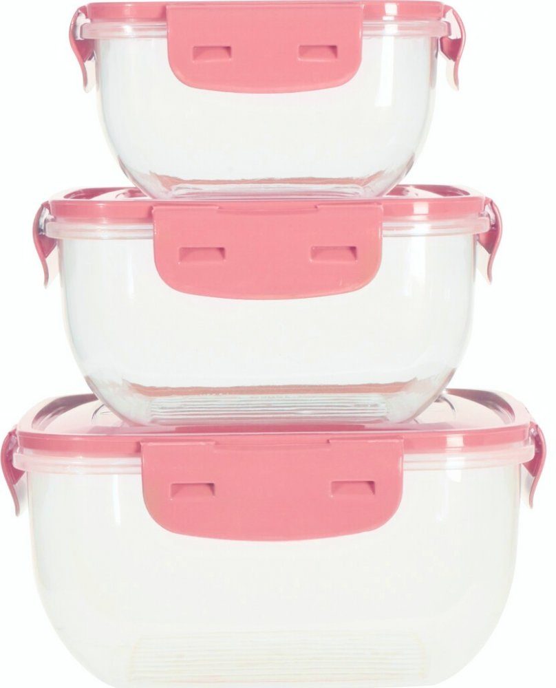 Levně EXCELLENT HOUSEWARE Dóza na potraviny 3 ks růžová KO-024001550ruzo