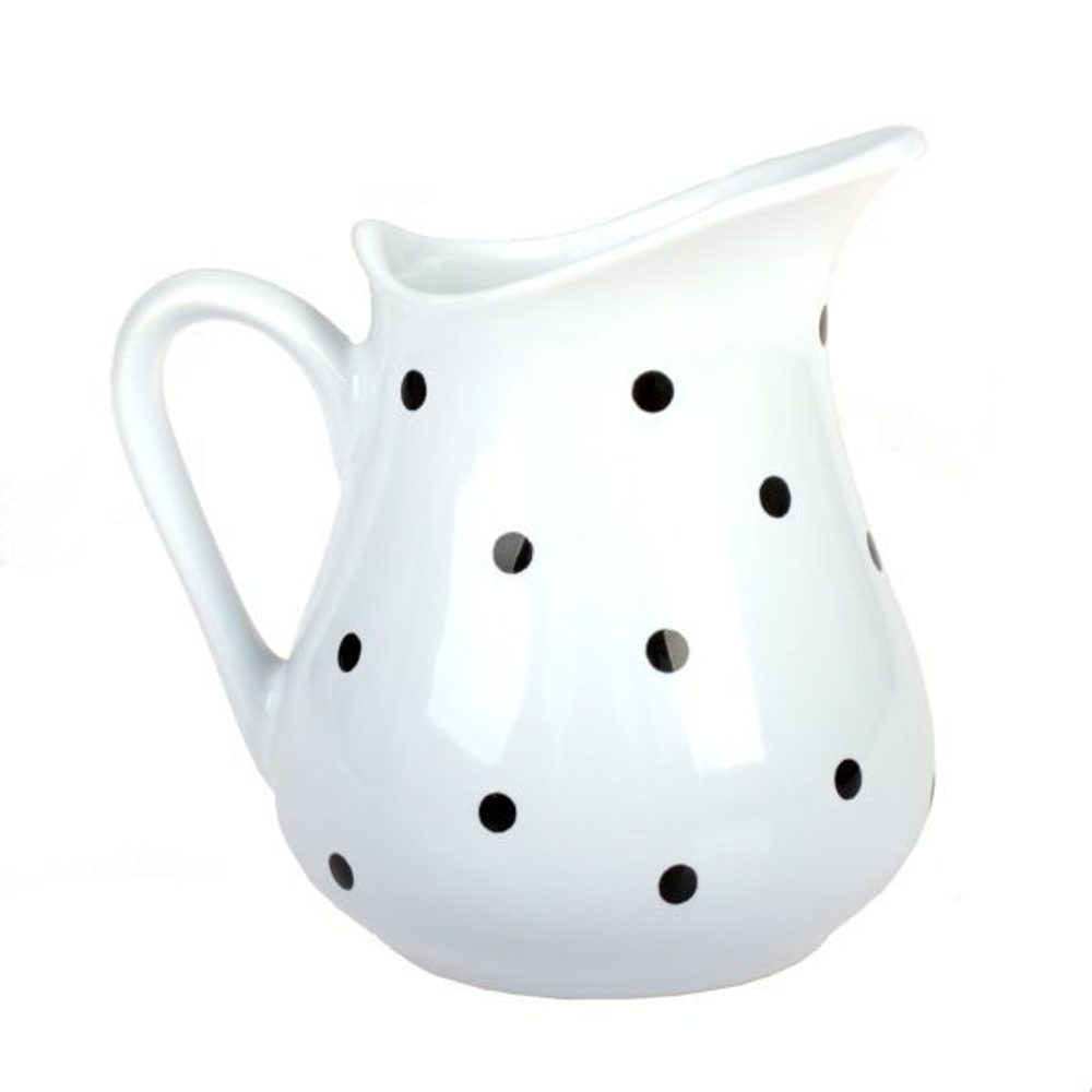 Levně džbán 0,5l BÍLÝ, ČERNÝ PUNTÍK, d10x13,5cm, keramika