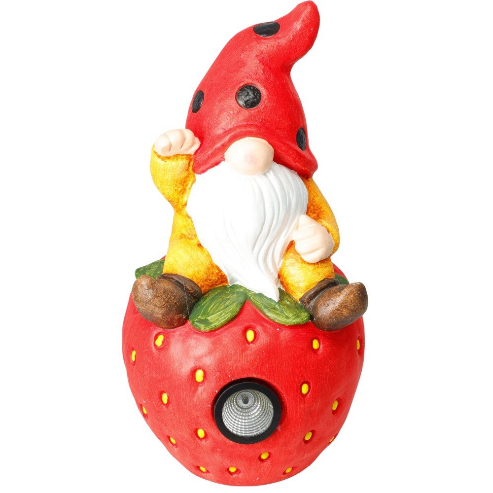 PROGARDEN Zahradní dekorace trpaslík na jahodě 20 x 39 cm solární KO-795250820jaho