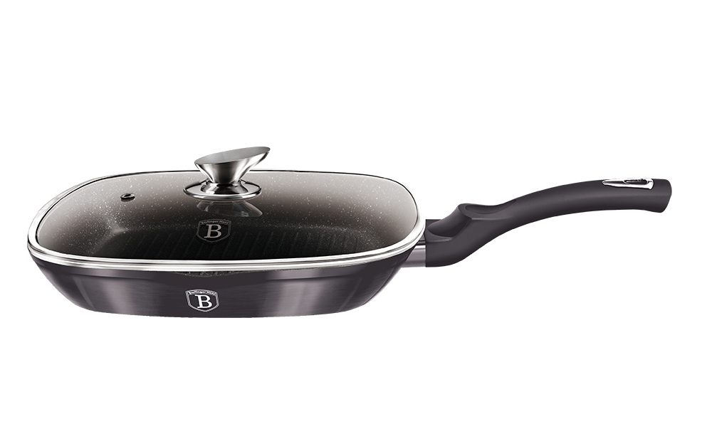 Levně BERLINGERHAUS Pánev grilovací s mramorovým povrchem a poklicí 28 cm Carbon PRO Line BH-6909