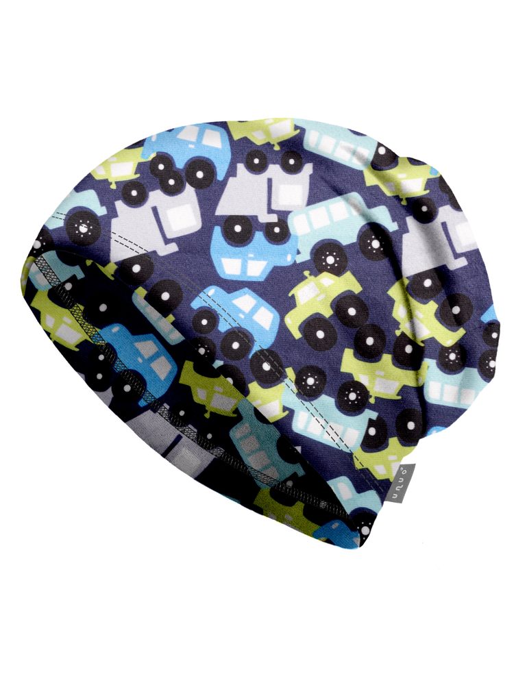 unuo fleecová čepice Autíčka (Unuo Fleece cap printed) - L (53-56 cm)