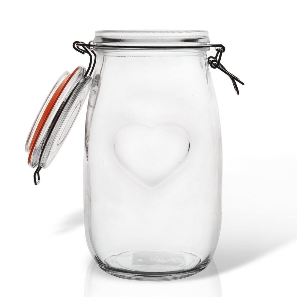 Levně Dóza s klipovým uzávěrem Bela 1,5 l srdce