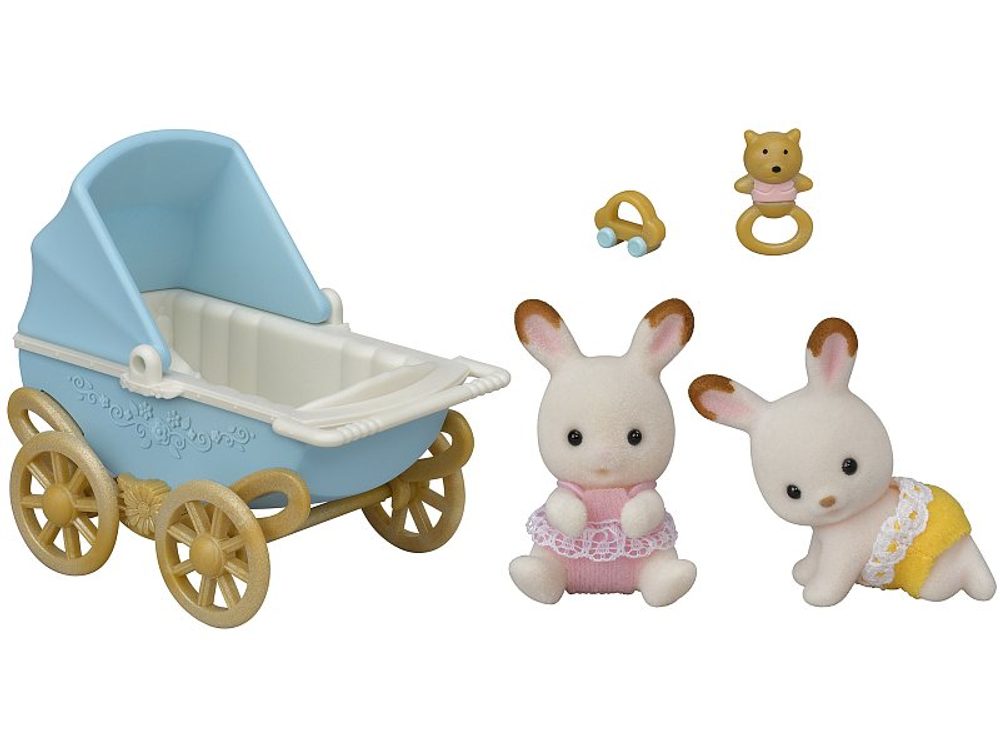 Levně Sylvanian family Dvojčata Chocolate králíků s kočárkem